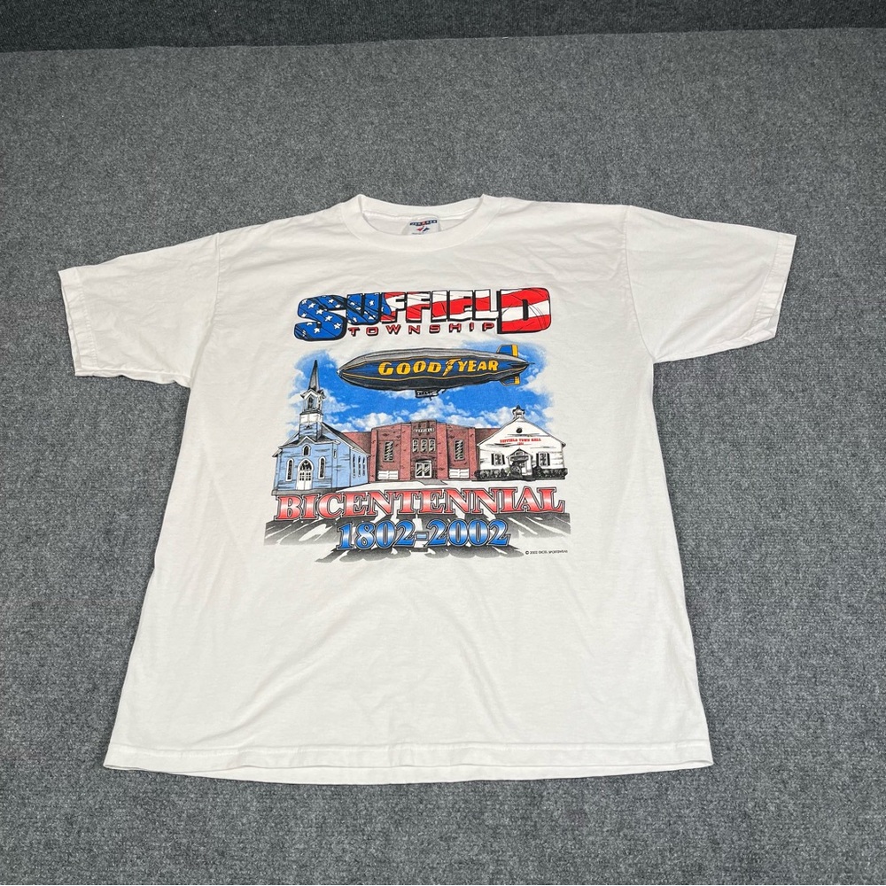 Vintage Goodyear Shirt Men’s Large White Y2K Racing Blimp Motorsport USA Promo